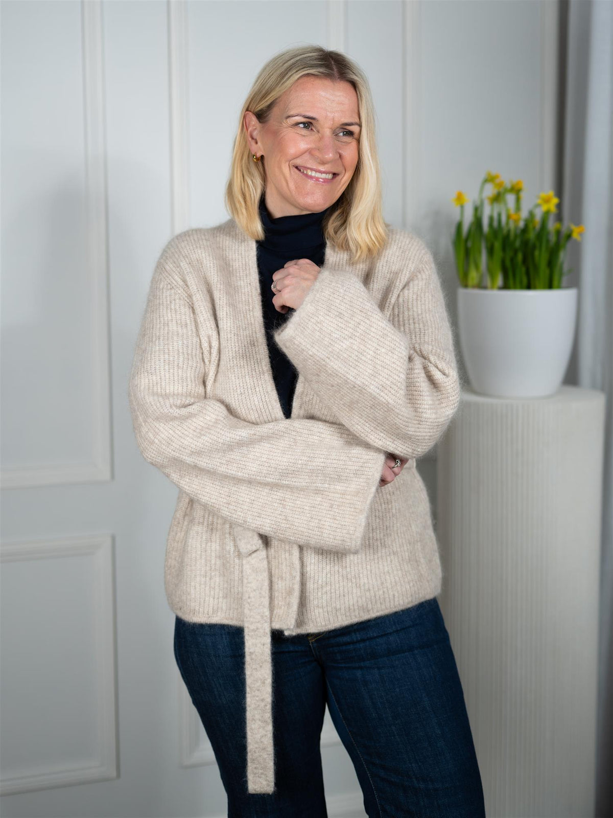 Lila Mohair Cardigan Wheat