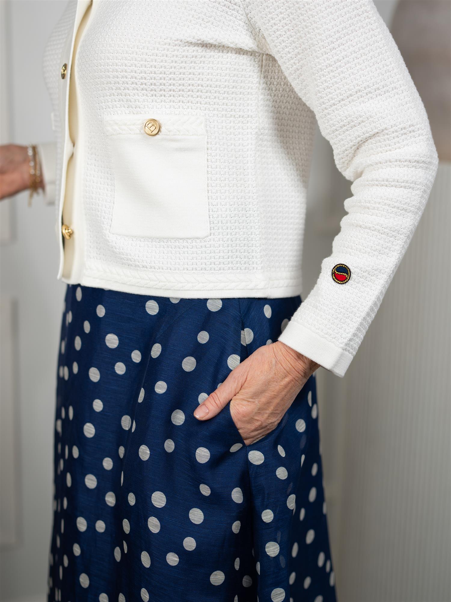 Busnel Estelle Solid Cardigan Ecru