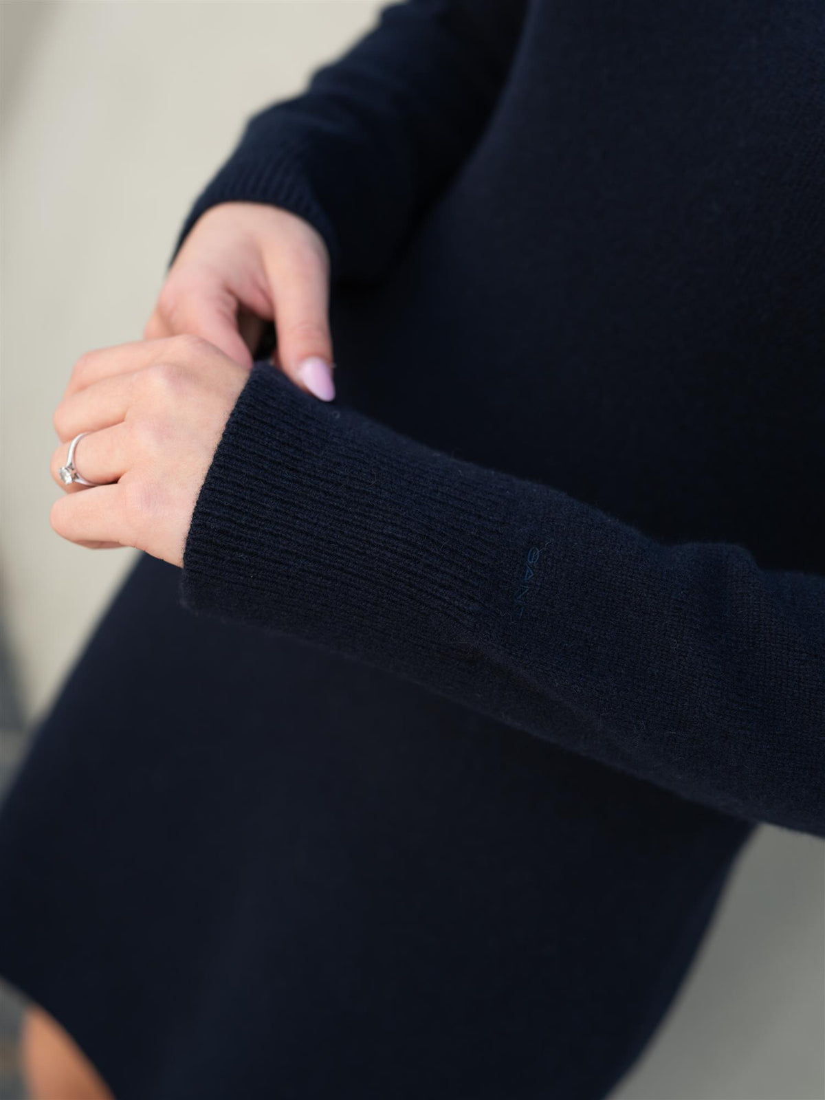 Wool Cashmere Rollneck Dress Evening Blue