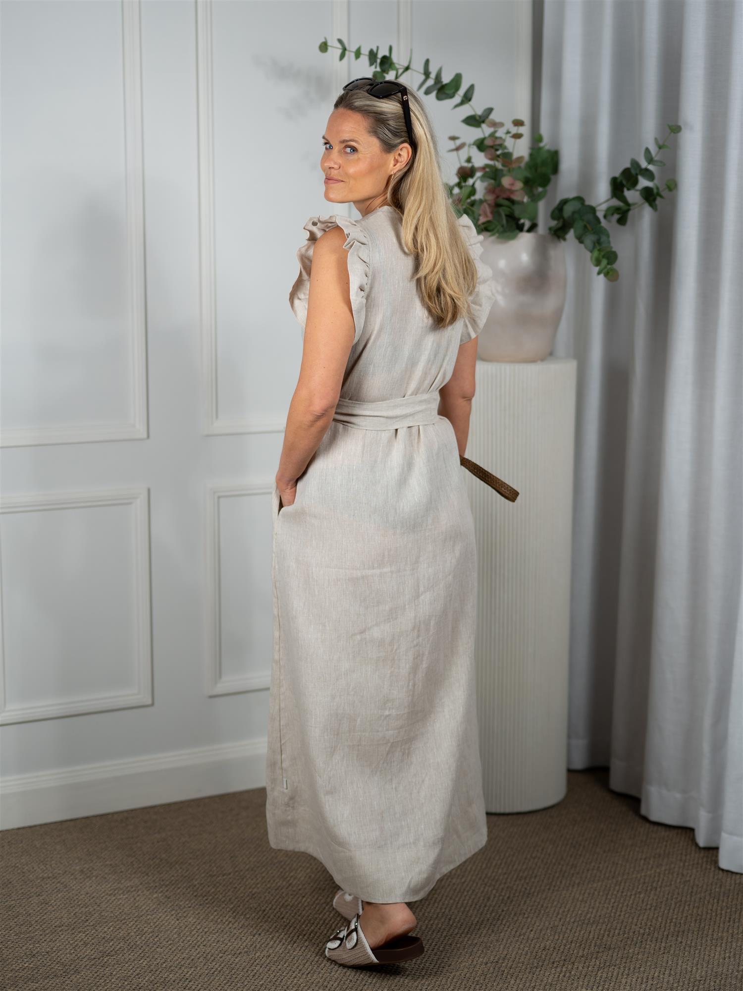 Ella&il Pam Linen Dress Beige Melange