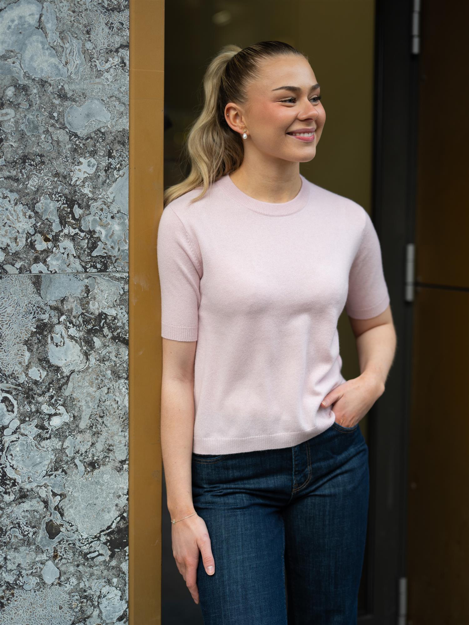 Stenströms Janet Short Sleeve Knit Light Pink