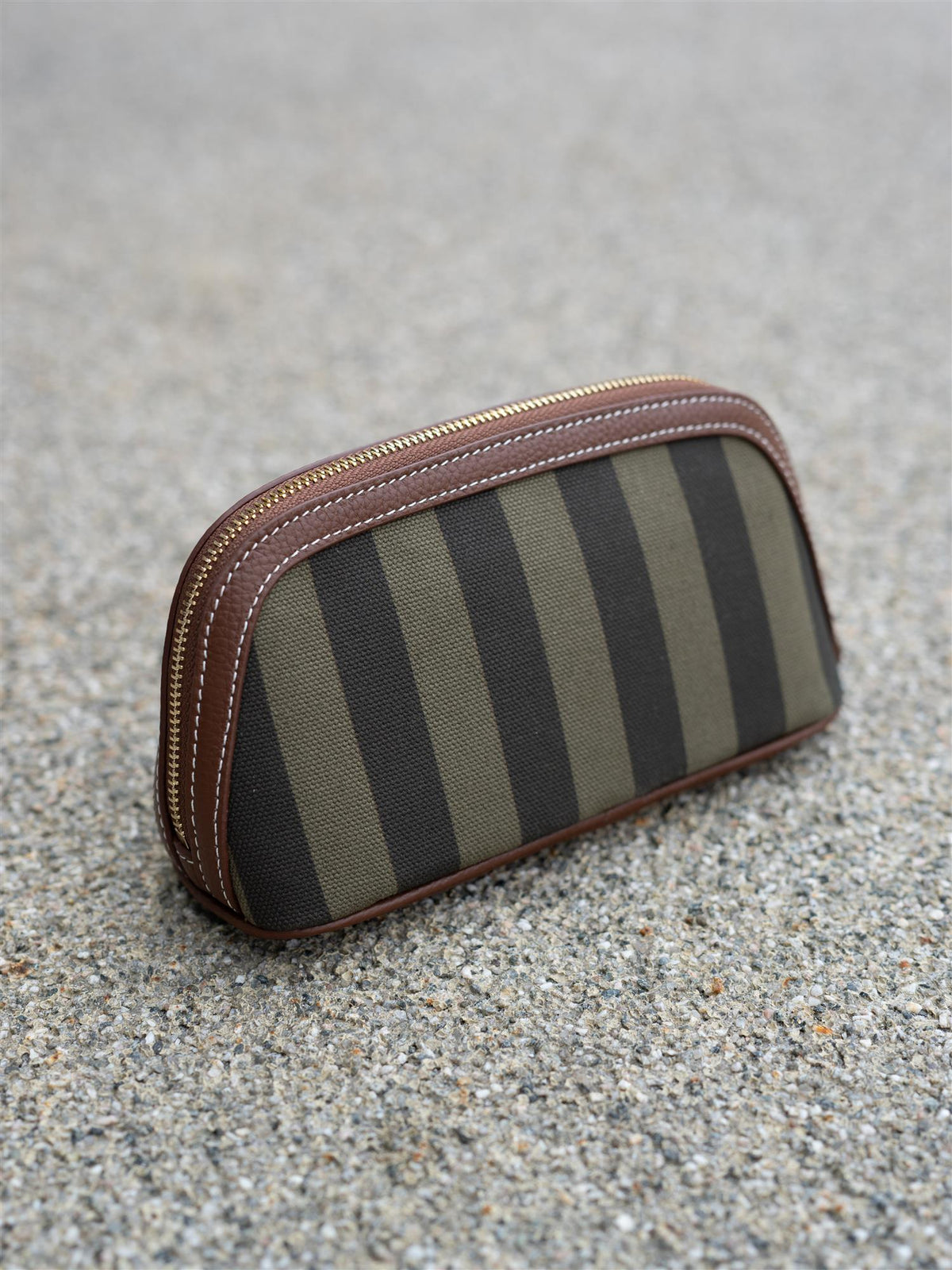 Cosmetic Pouch Small Green Stripe