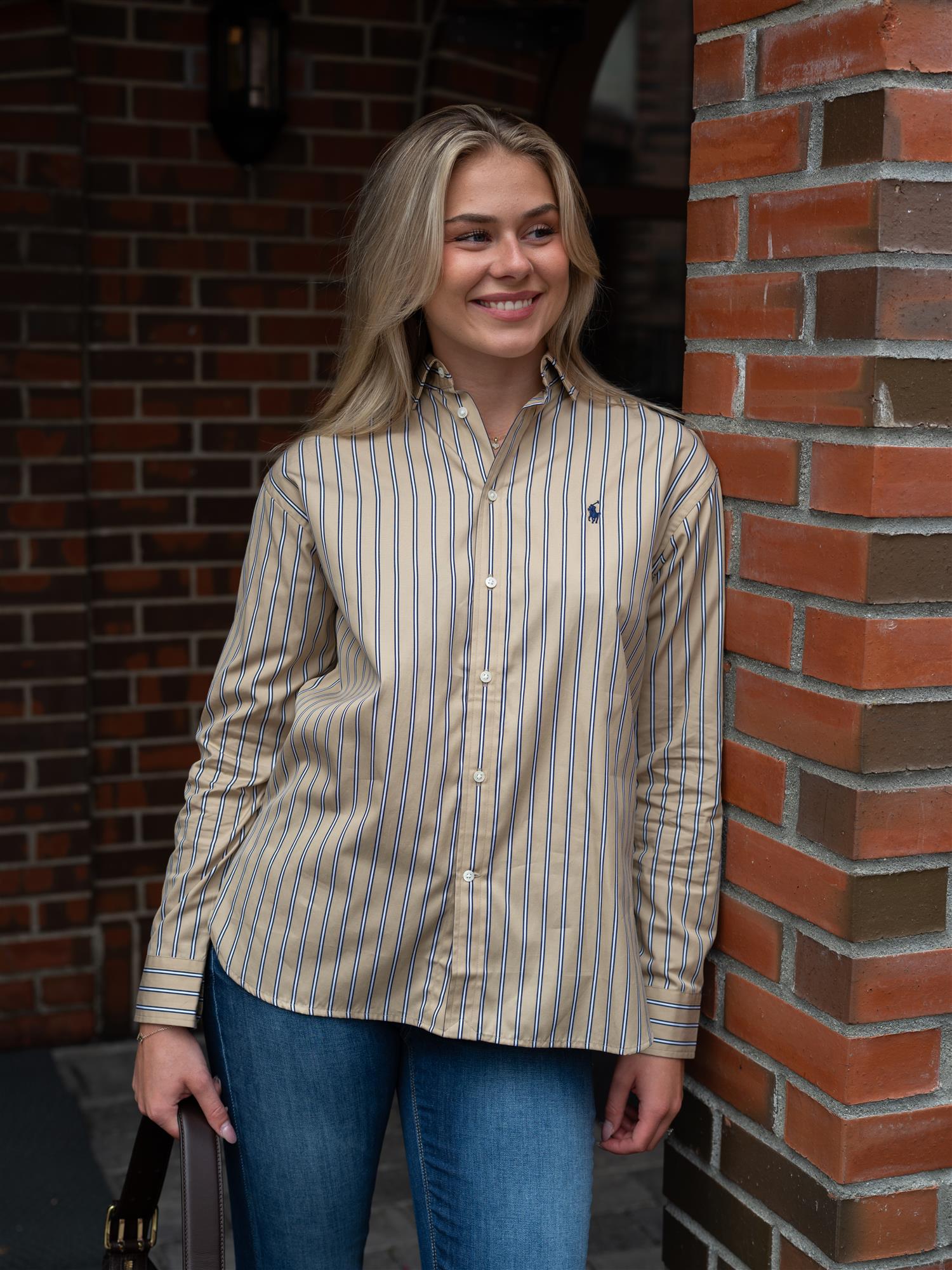 Relaxed Fit Striped Cotton Shirt Tan Royal Multi