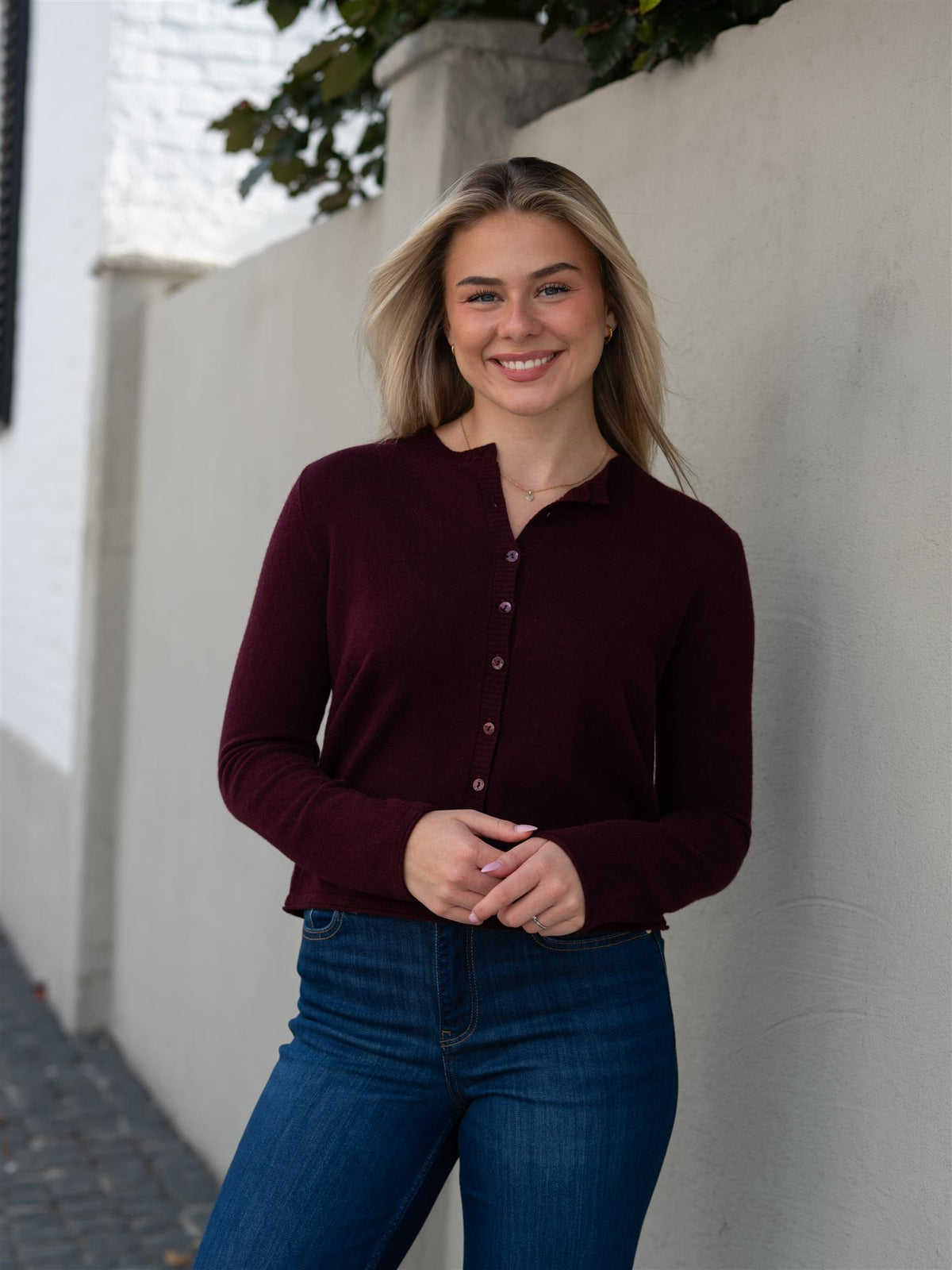 Dear Dharma Clara Cardigan Aubergine