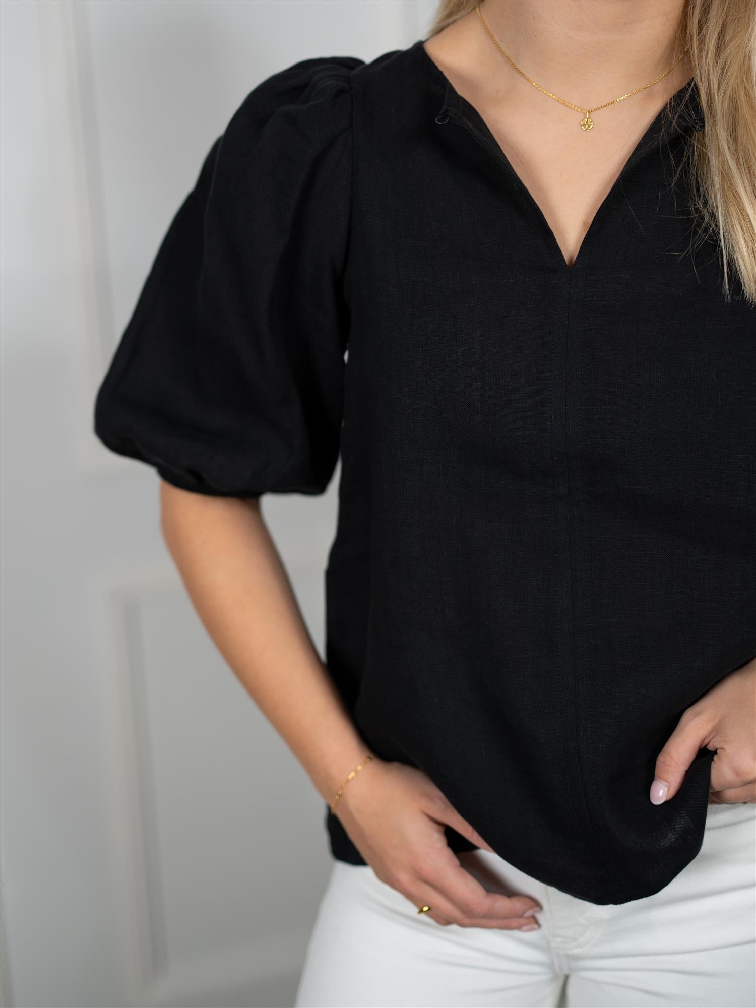 Ella&il Anna Linen Top Black
