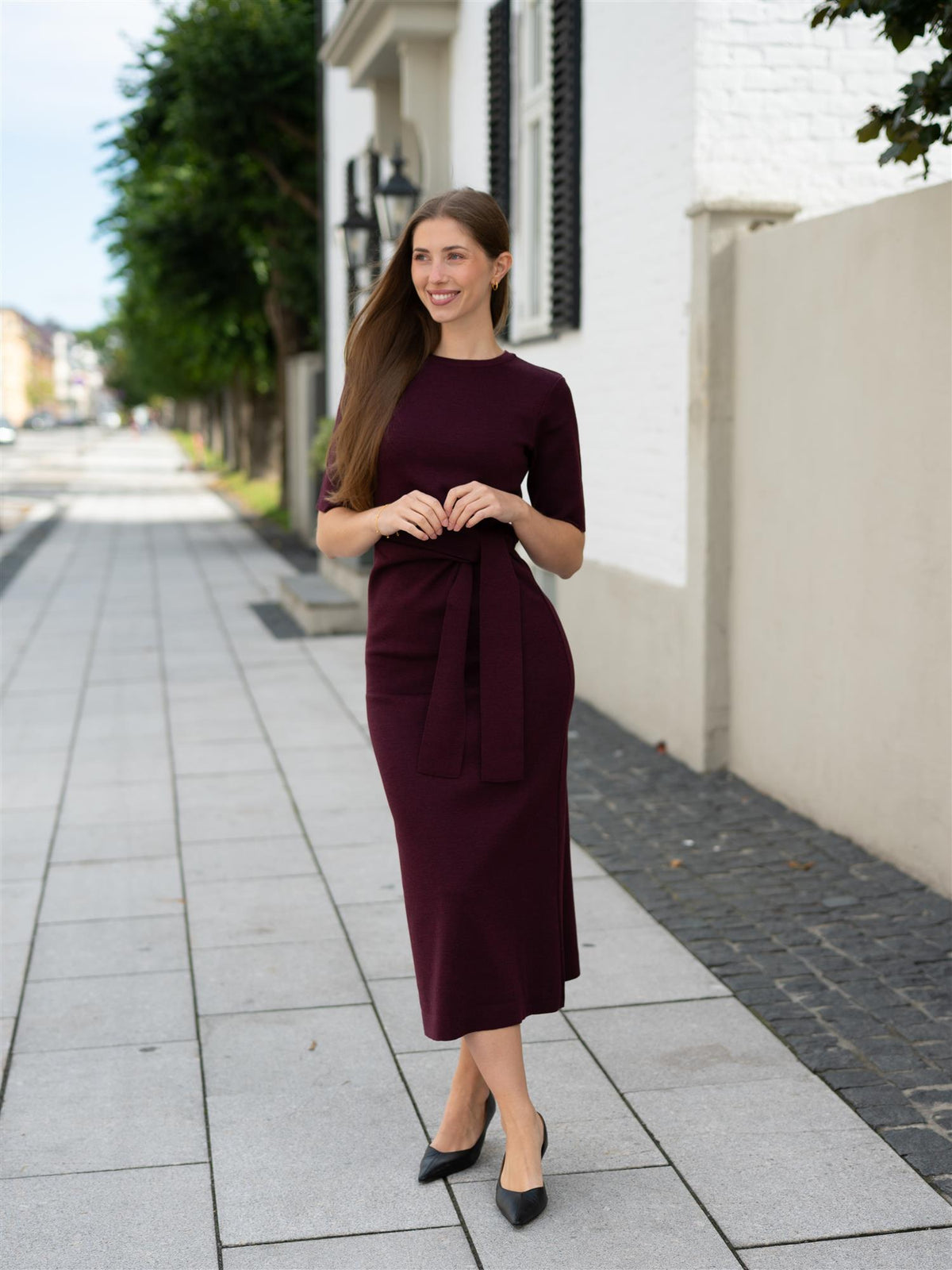 Melody Knit Dress Dark Red