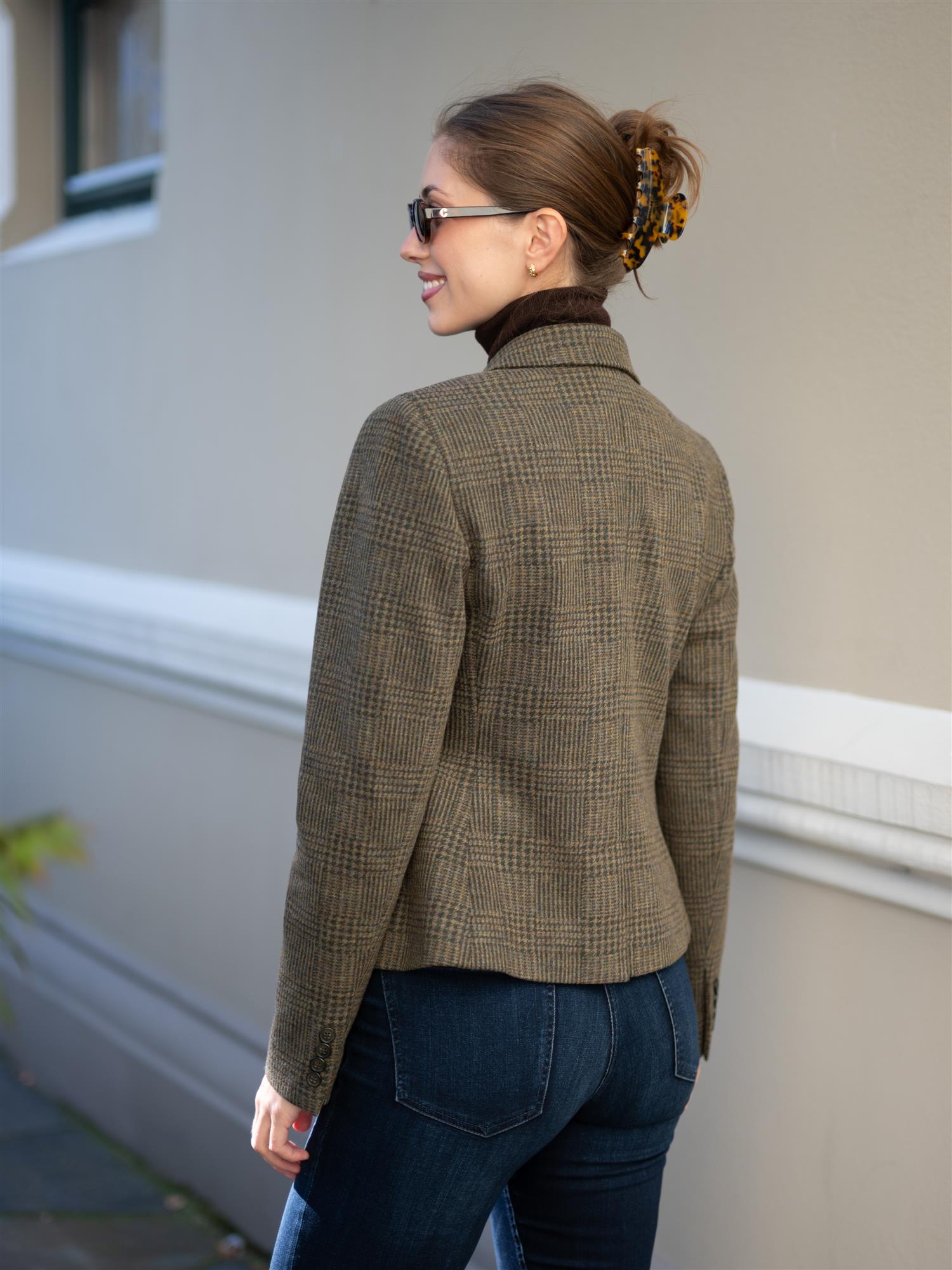 Single-Breasted Glen Check Blazer