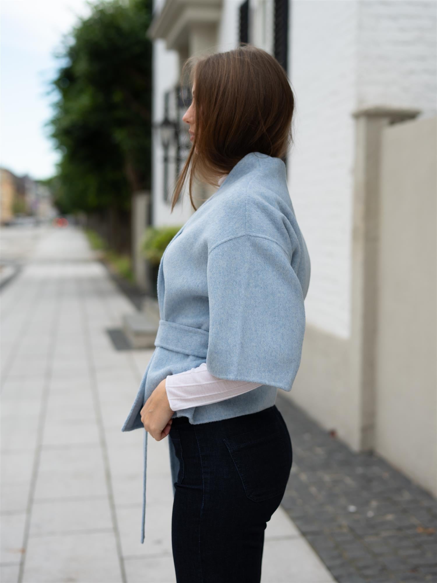 Greta Wool Cape Ice Blue Melange