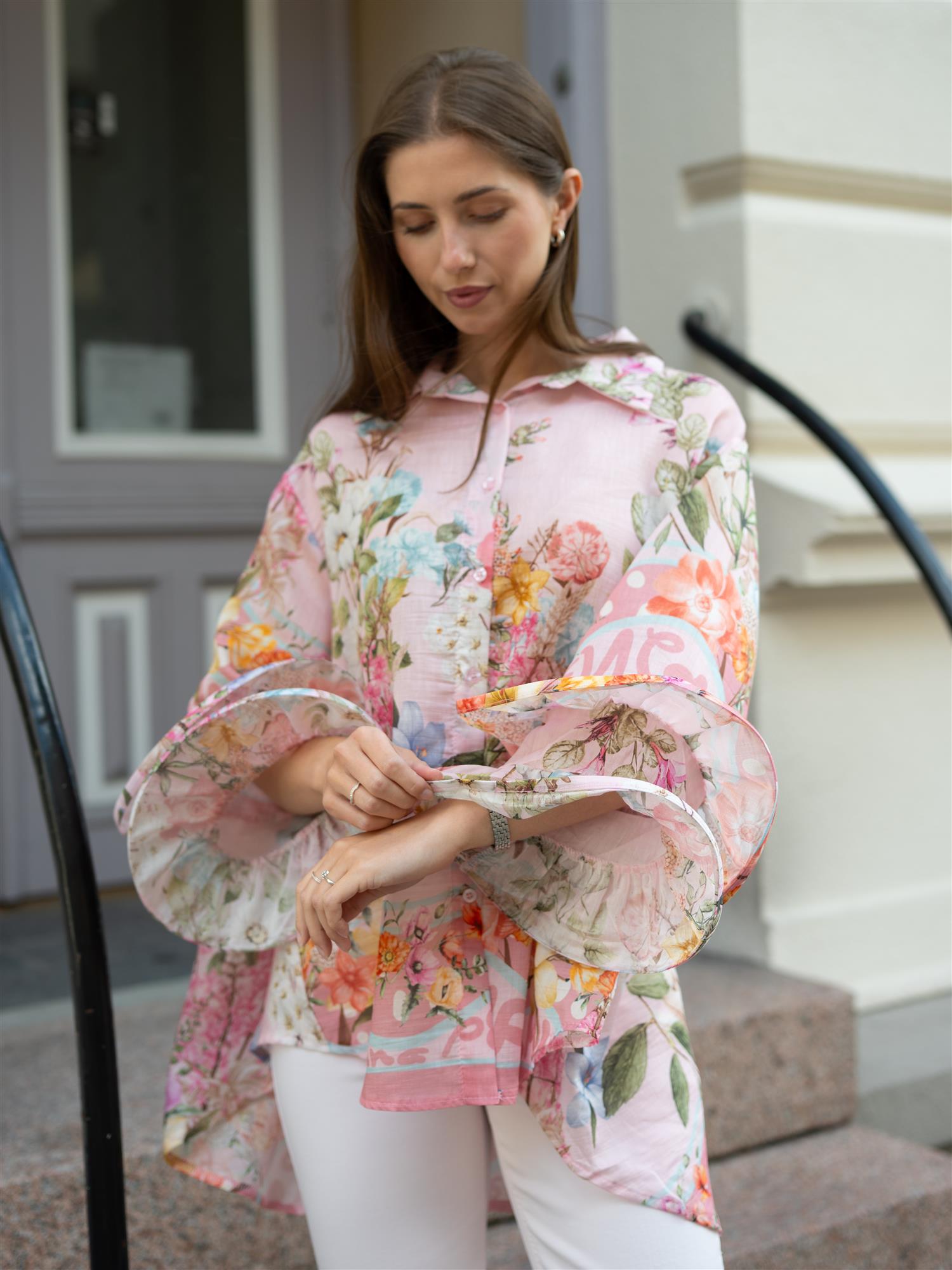 From Paris With Love Bluse med Volanger Rosa