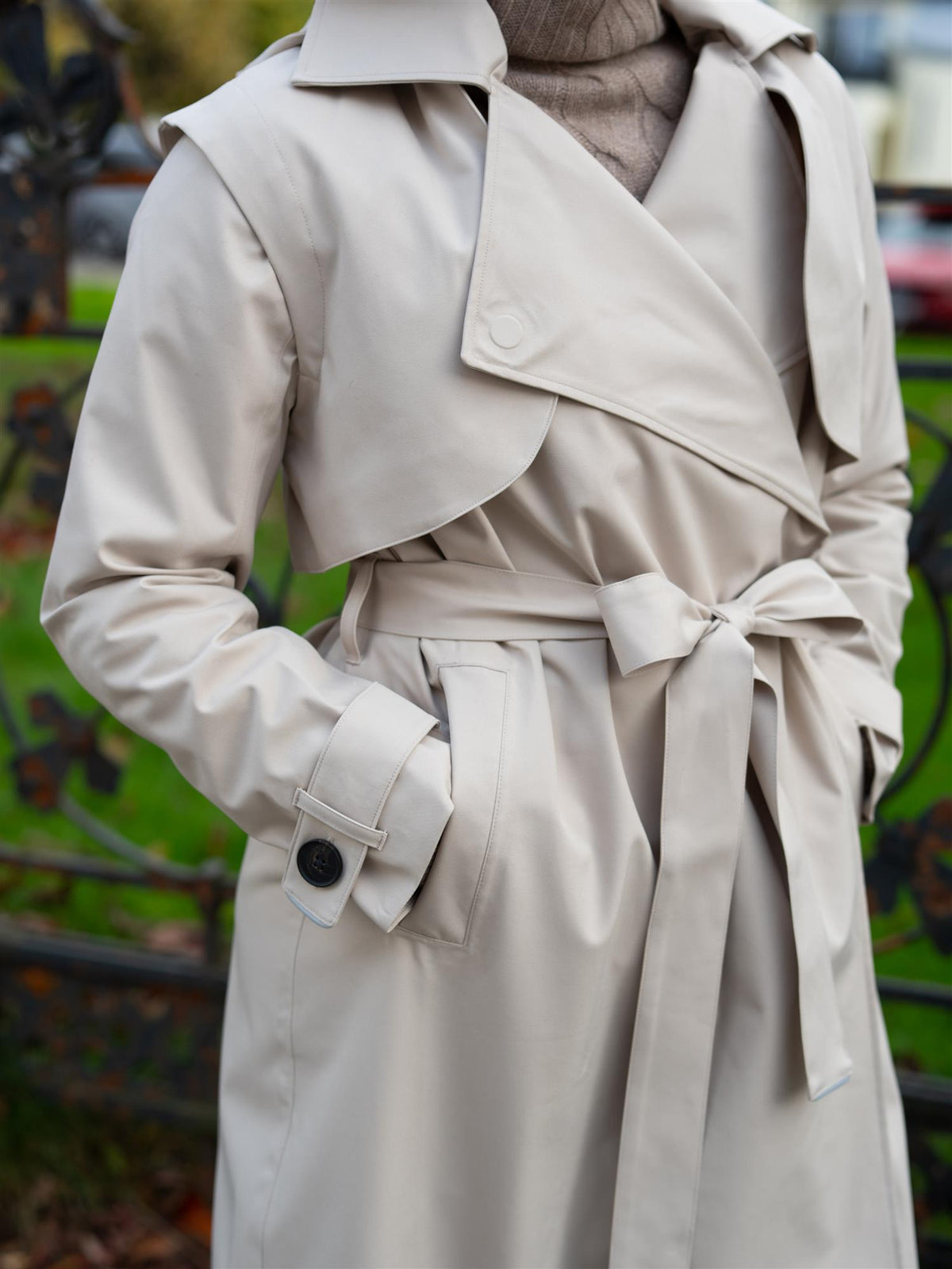 Regndråpe Trench Coat Sand