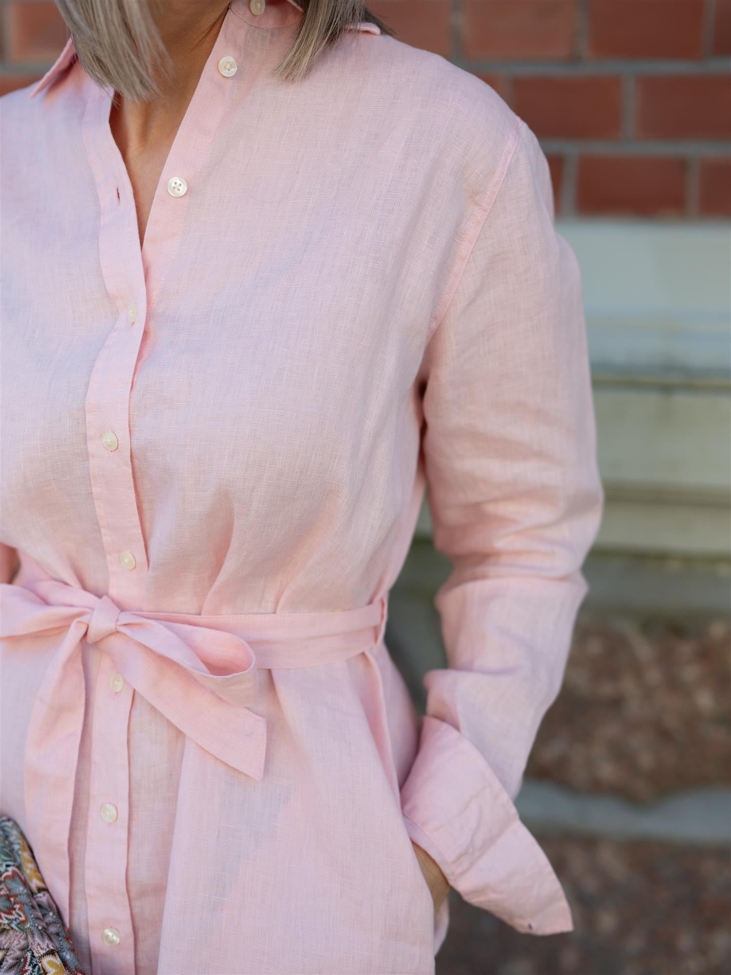 Lexington Linen Shirt Dress Pink