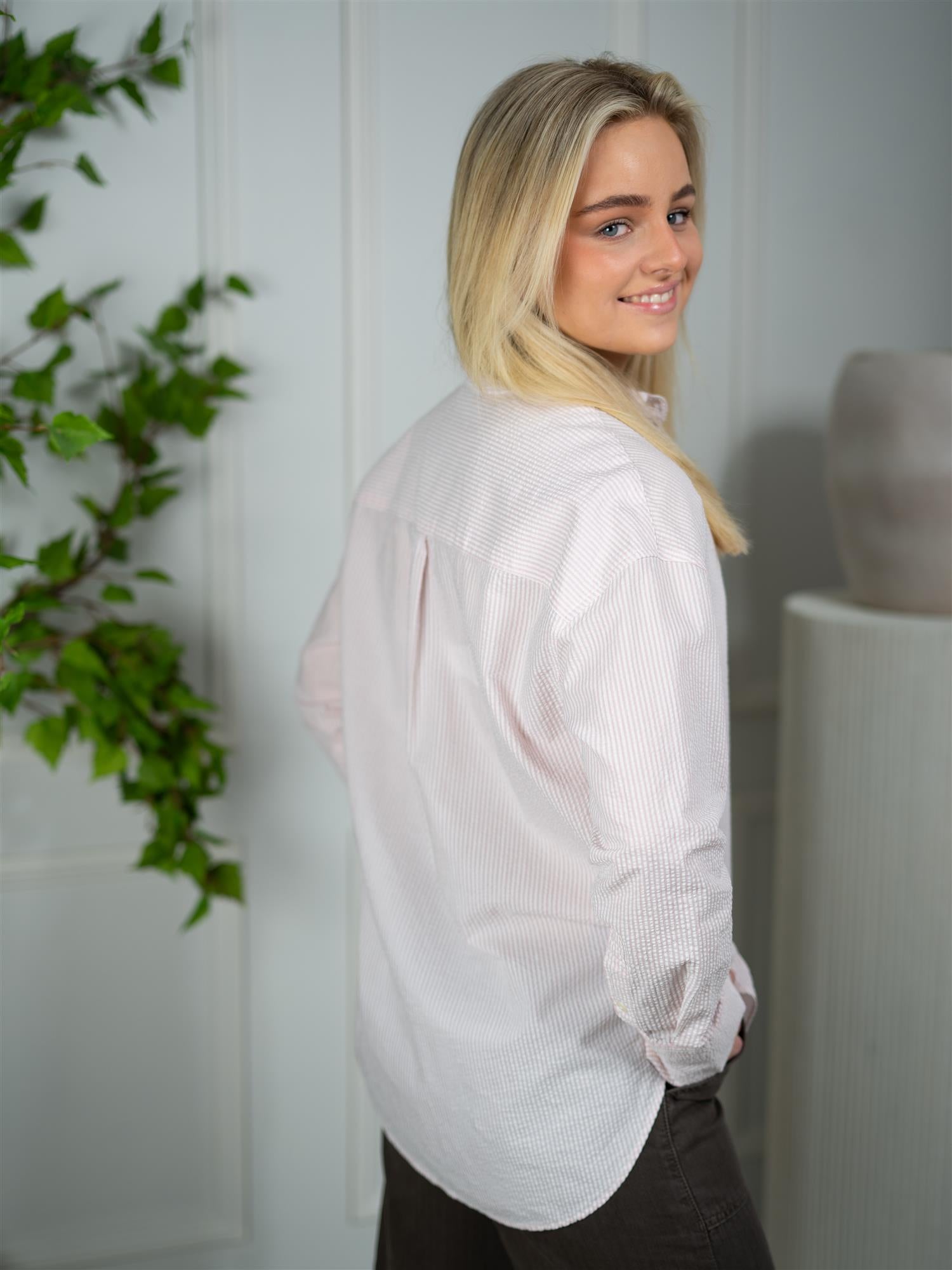 Lexington Casual Seersucker Shirt Pink/White stripe
