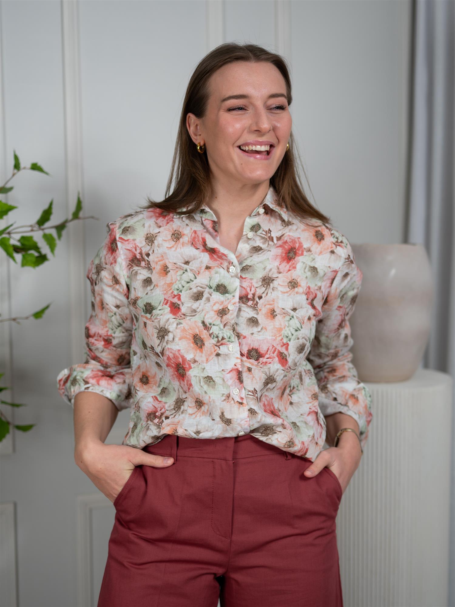 Stenströms Sofie Shirt Light Orange Pattern