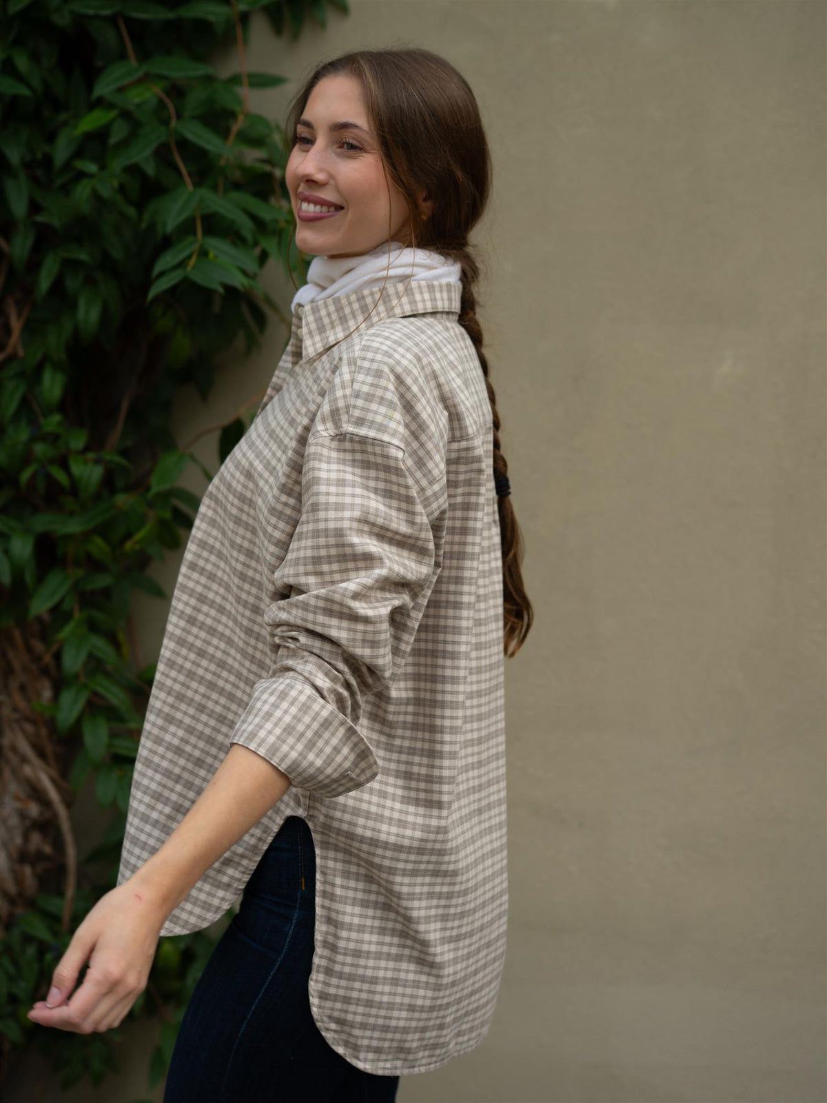 Edwina Flannel Shirt Checked Taupe