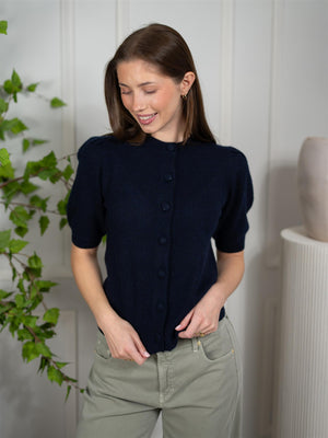 Davida Puff Sleeve T-Shirt Navy