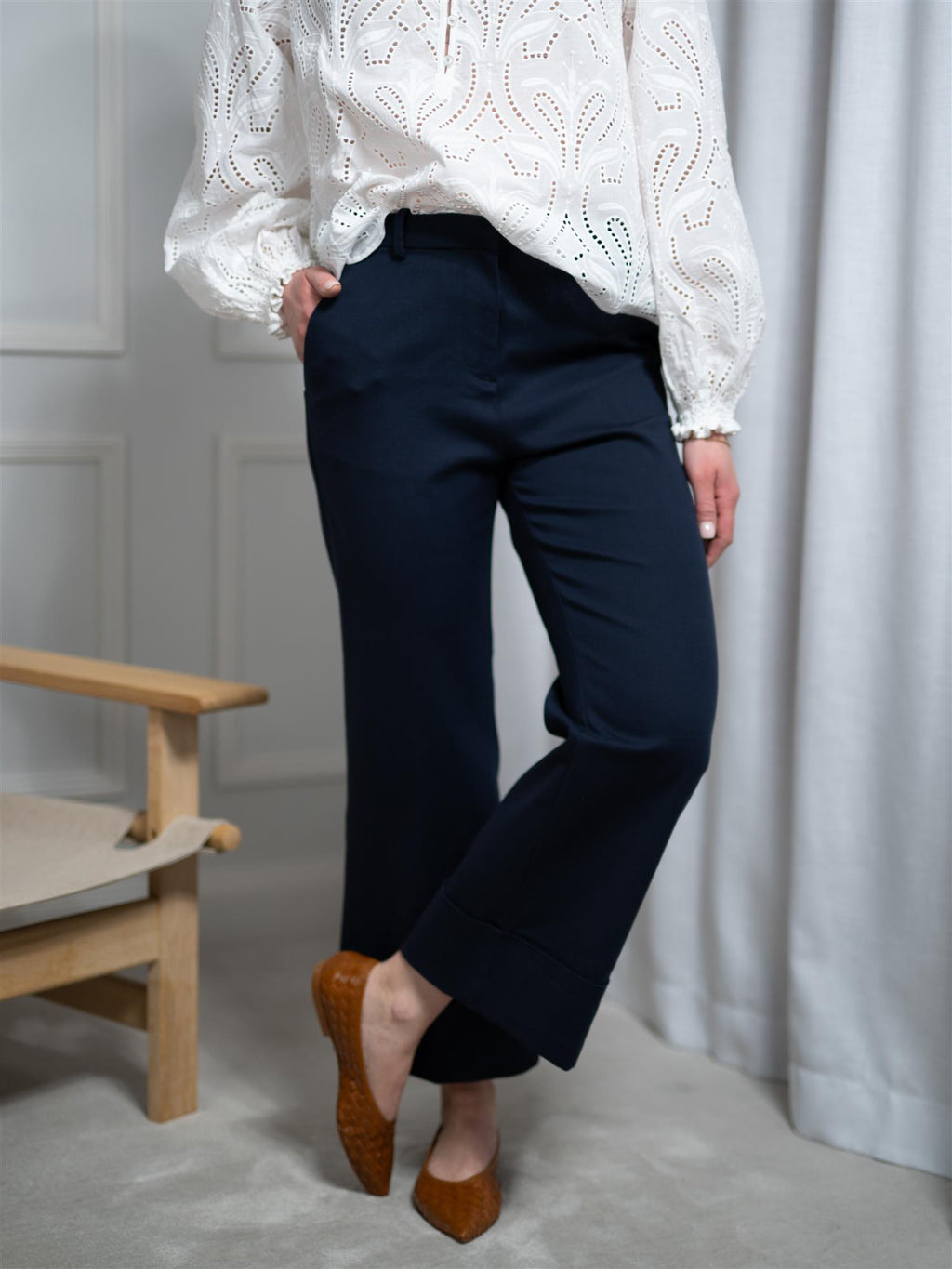 Gant Turn-Up Crease Pant Evening Blue