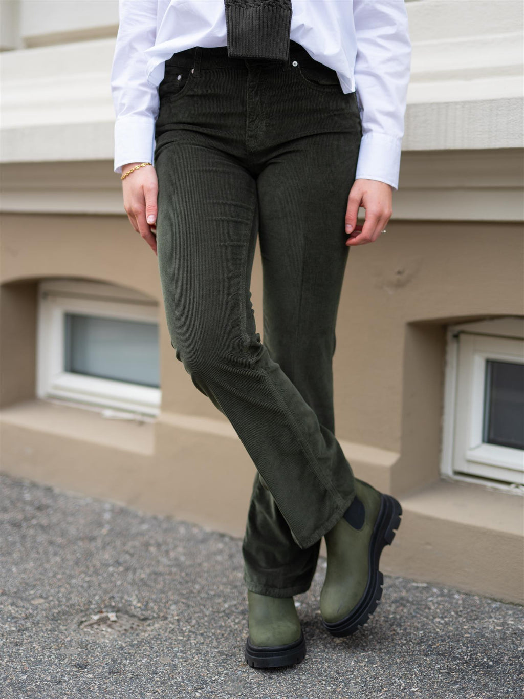 Gant Slim Flare Stretch Corduroy Green Lagoon