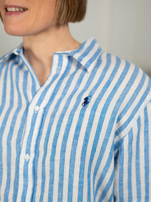 Polo Striped Linen Shirt Blue