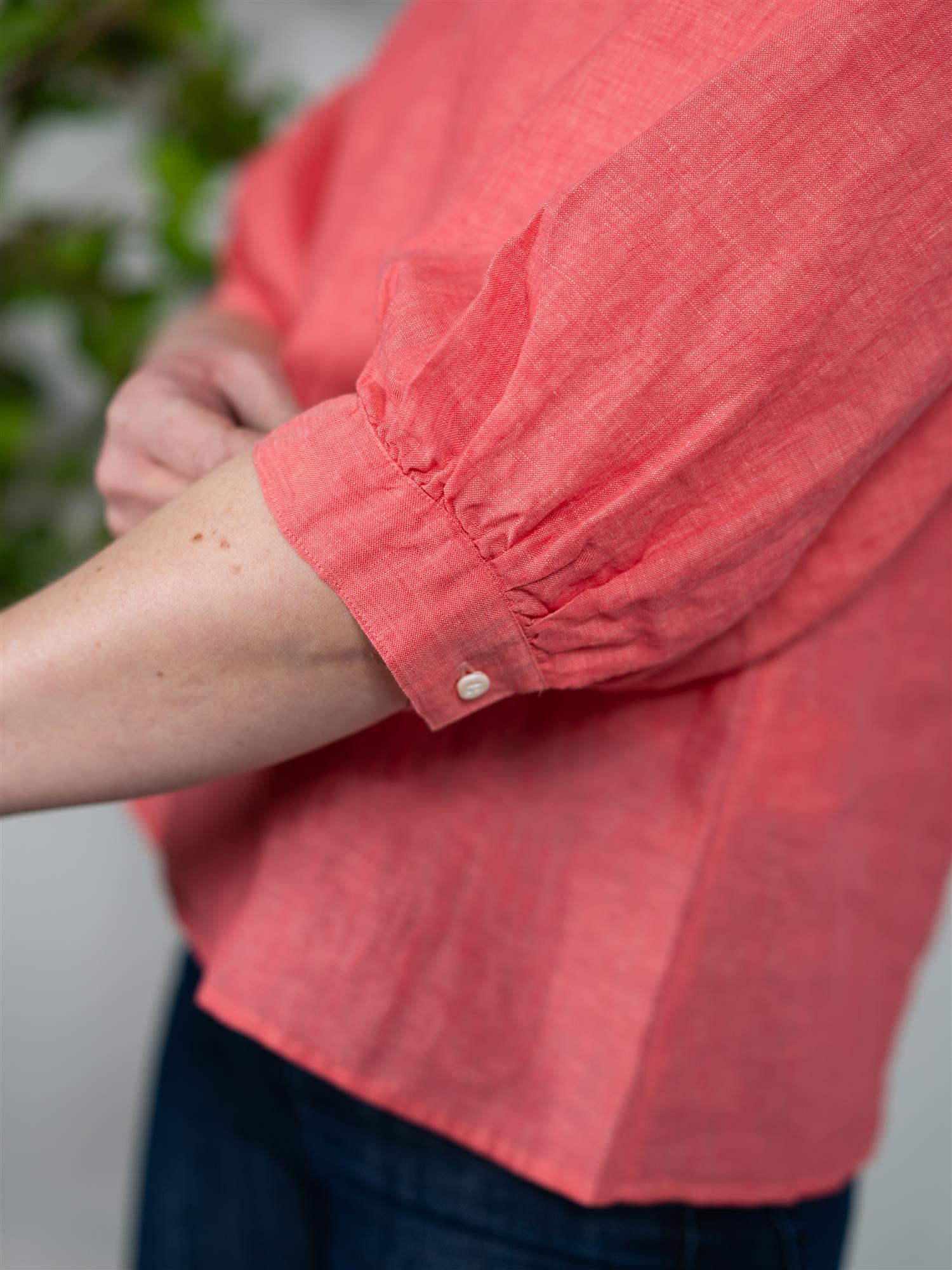 Stenströms Carmen Blouse Puff Sleeve Light Red