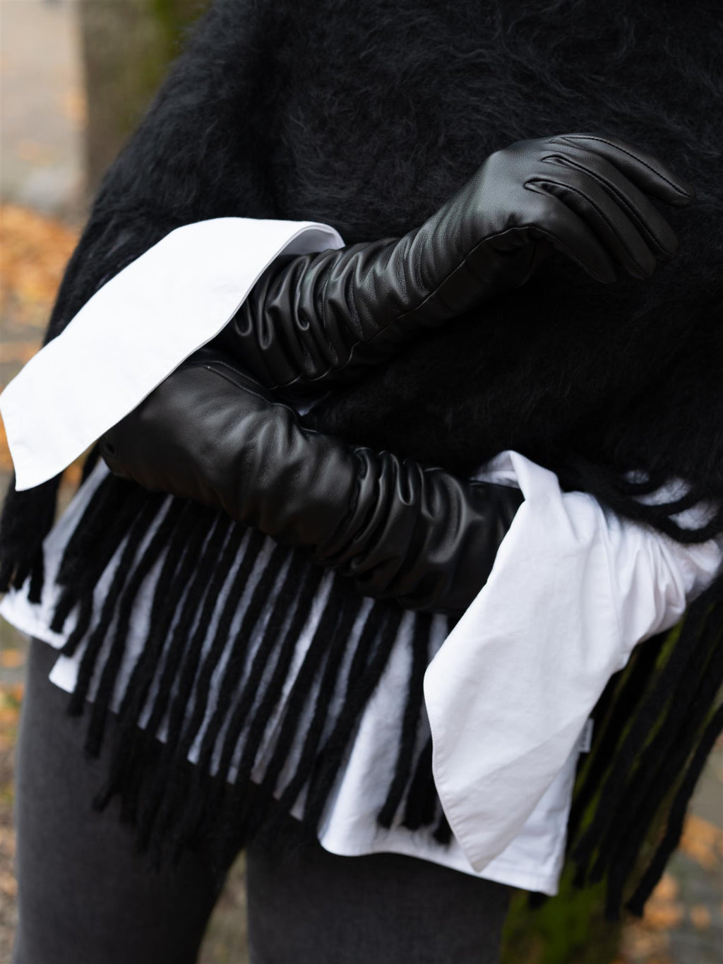 Christian Aks Long Leather Gloves Black