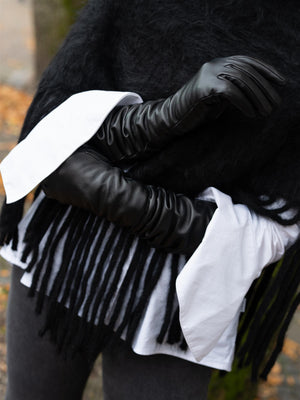 Christian Aks Long Leather Gloves Black