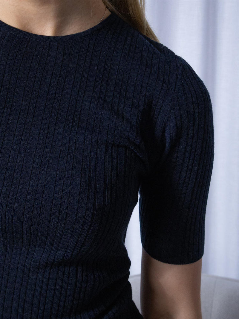 Mos Mosh Bouch Rib SS Knit Salute Navy