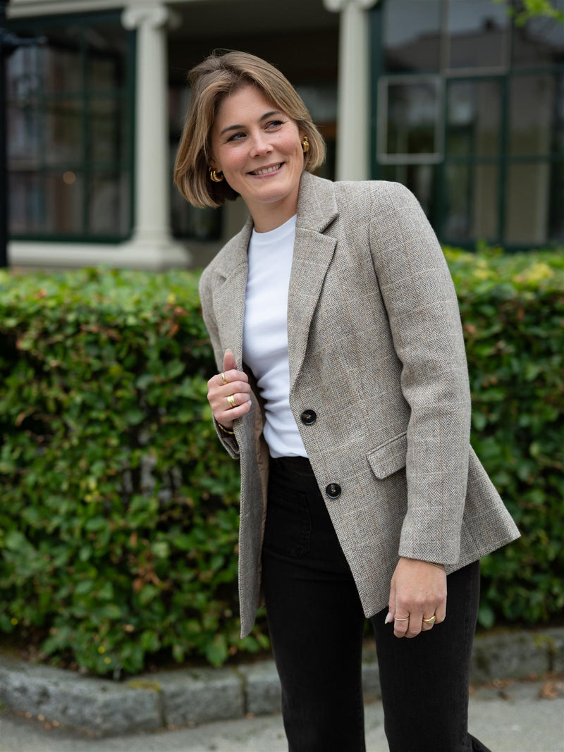 Camilla Pihl Brook Check Blazer Taupe Herringbo