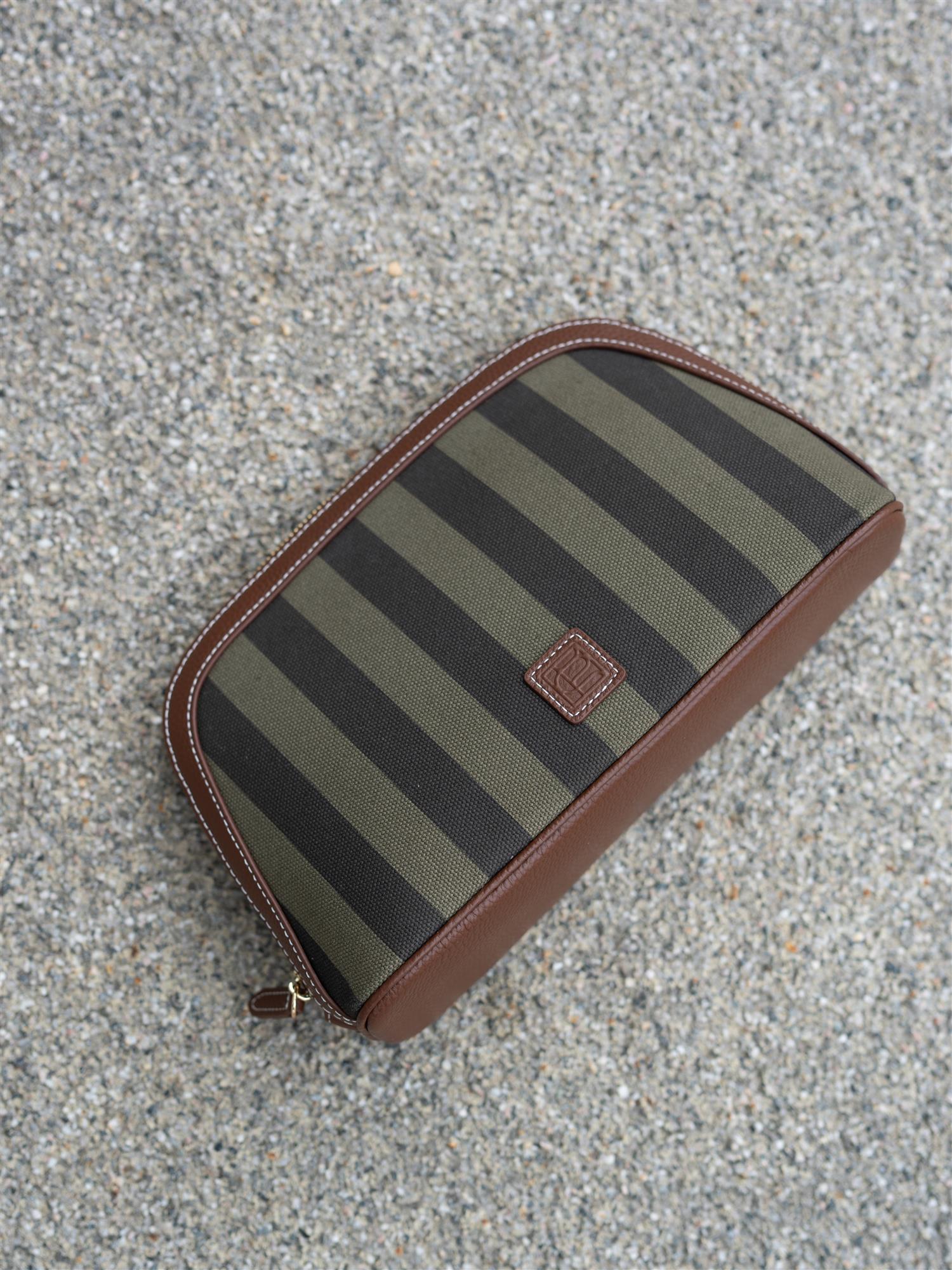 Cosmetic Pouch Large Green Stripe