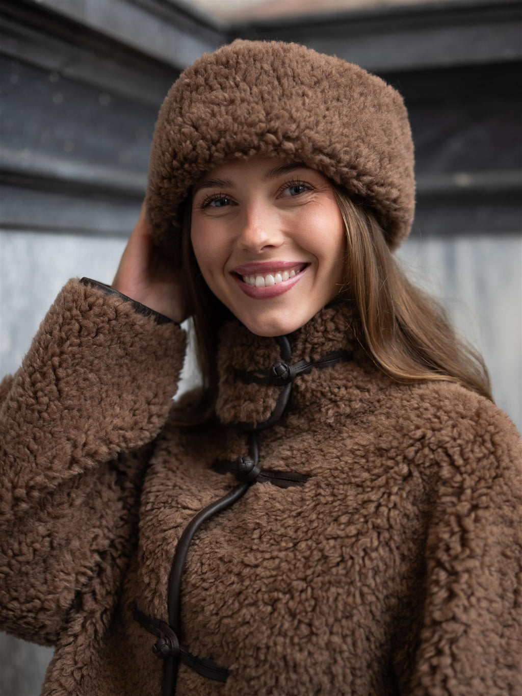 Christian Aks Adira Lamb Fur Hat Cappucino