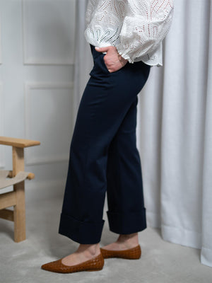 Gant Turn-Up Crease Pant Evening Blue
