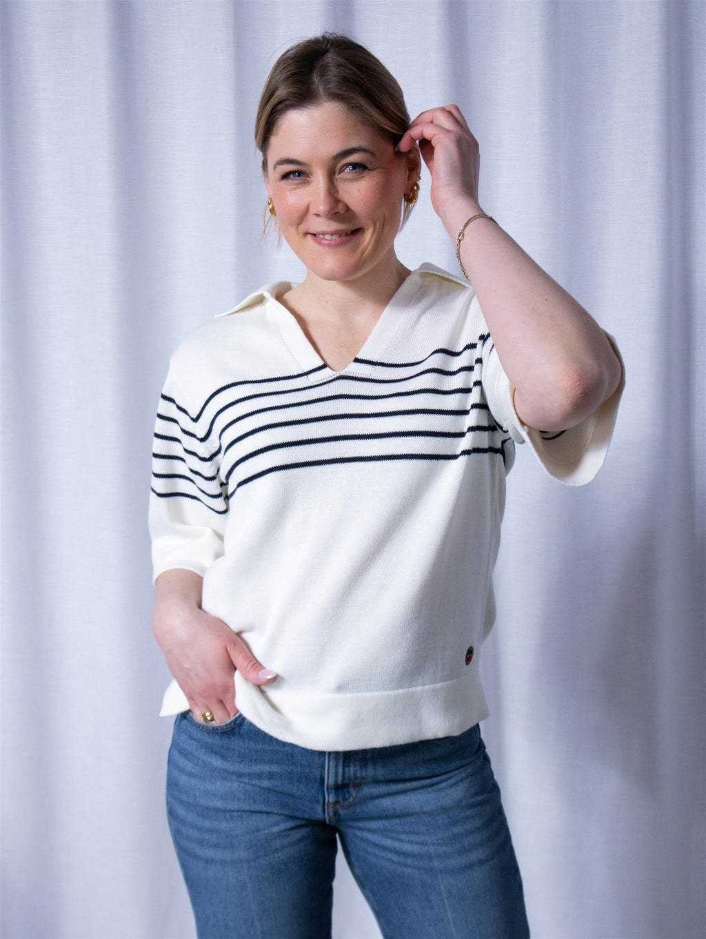 Busnel Freja Striped Top Ecru/Marine