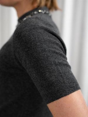 ONE and OTHER Tone Knitted Top Antracit Melange