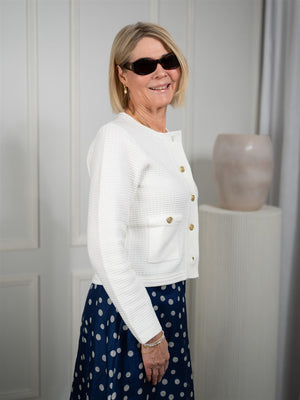 Busnel Estelle Solid Cardigan Ecru