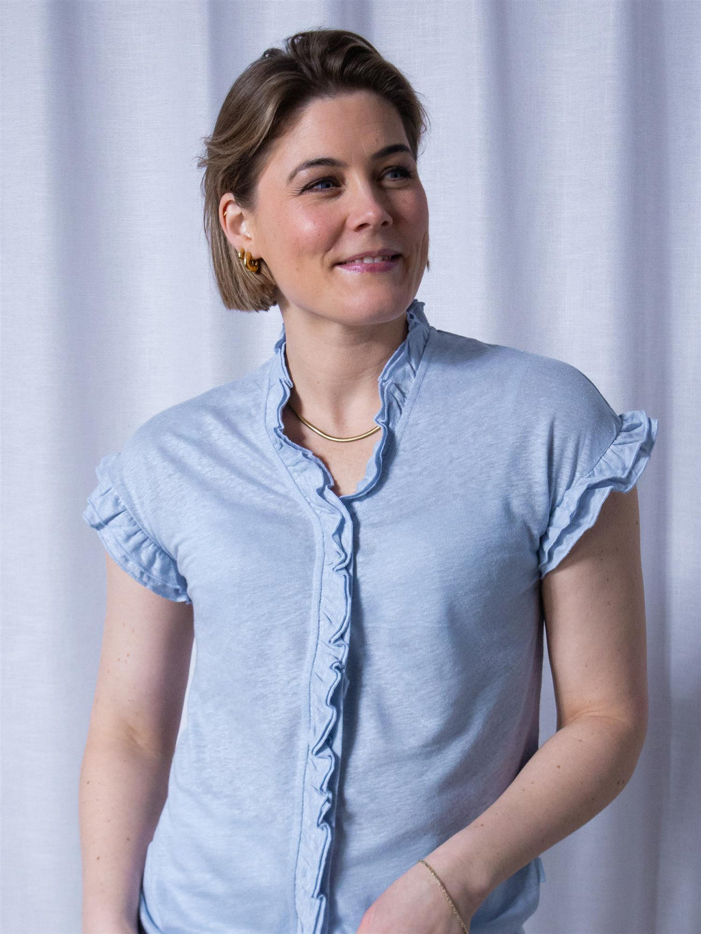 Ella&il Karianne Linen Tee Kentucky Blue
