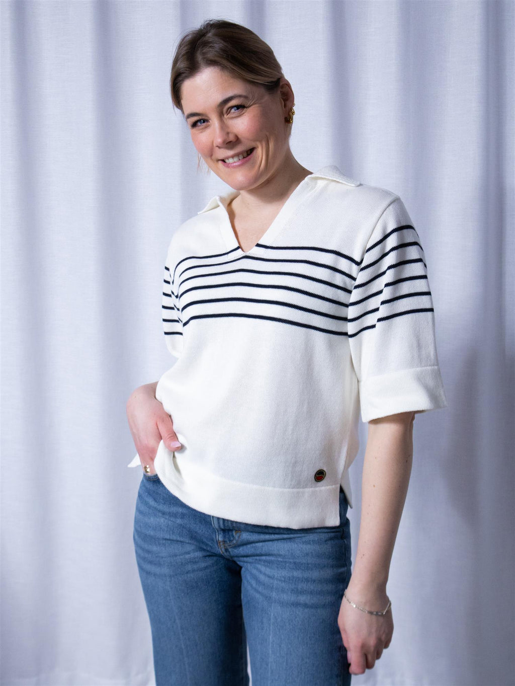 Busnel Freja Striped Top Ecru/Marine
