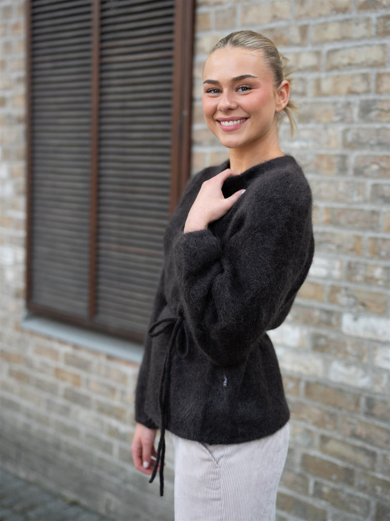 Ella&il Fredrikke Chunky Cardigan Dark Brown