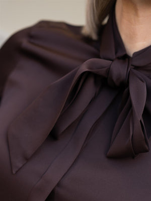 Stenströms Selma Blouse Bowtie Flyfront Brown