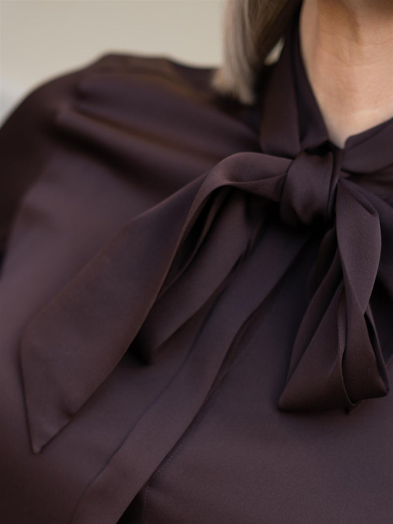 Stenströms Selma Blouse Bowtie Flyfront Brown