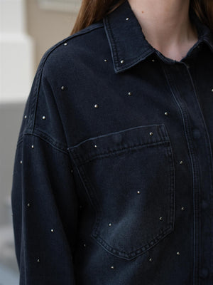 Mos Mosh Emme Studs Shirt Dark Grey Denim