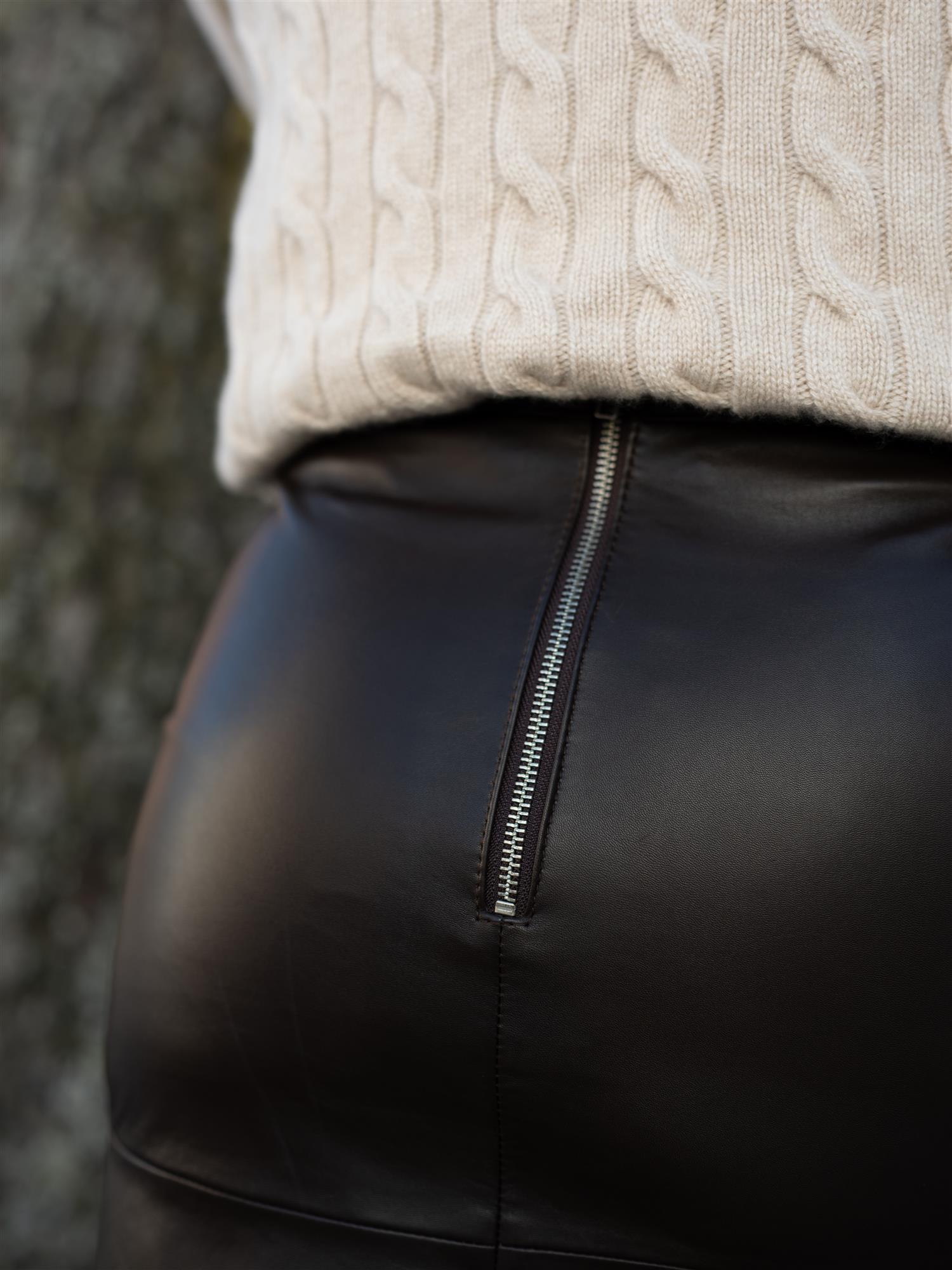 Dear Dharma A Line Skirt Leather Brown