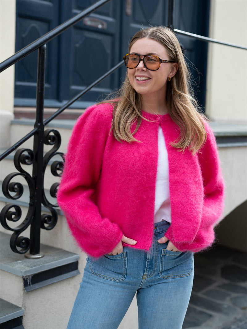Ella&il Amelia Chunky Cardigan Raspberry