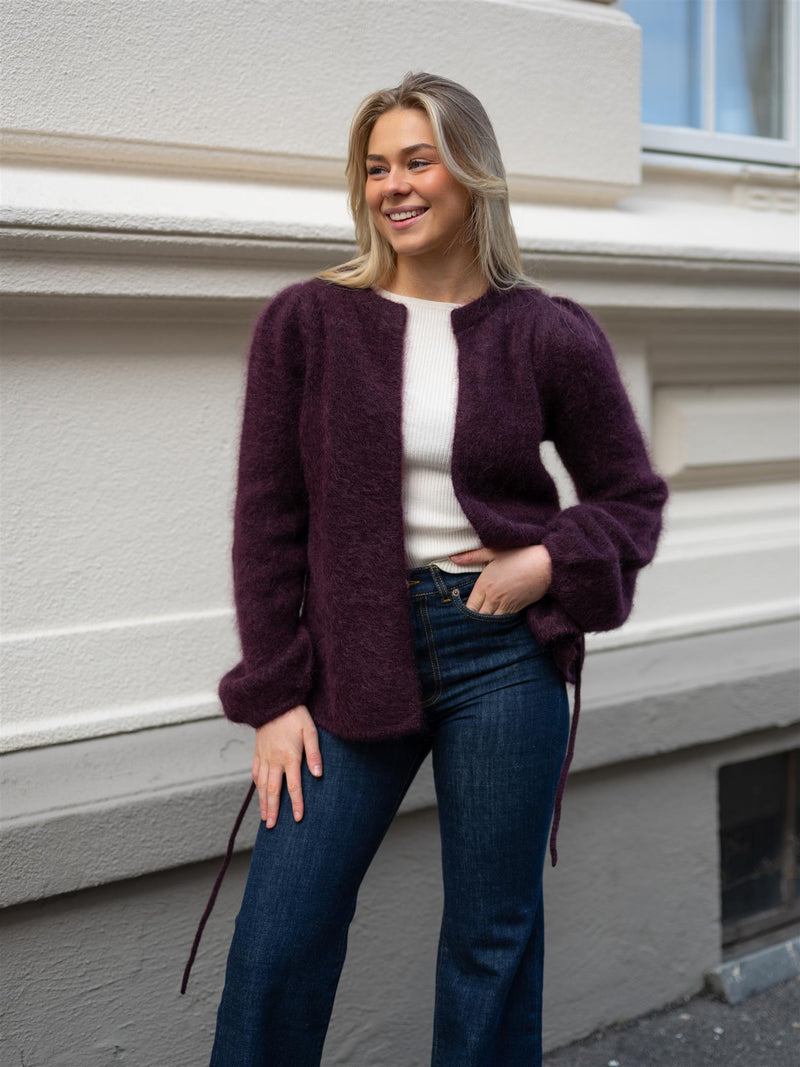 Ella&il Fredrikke Chunky Cardigan Red Wine