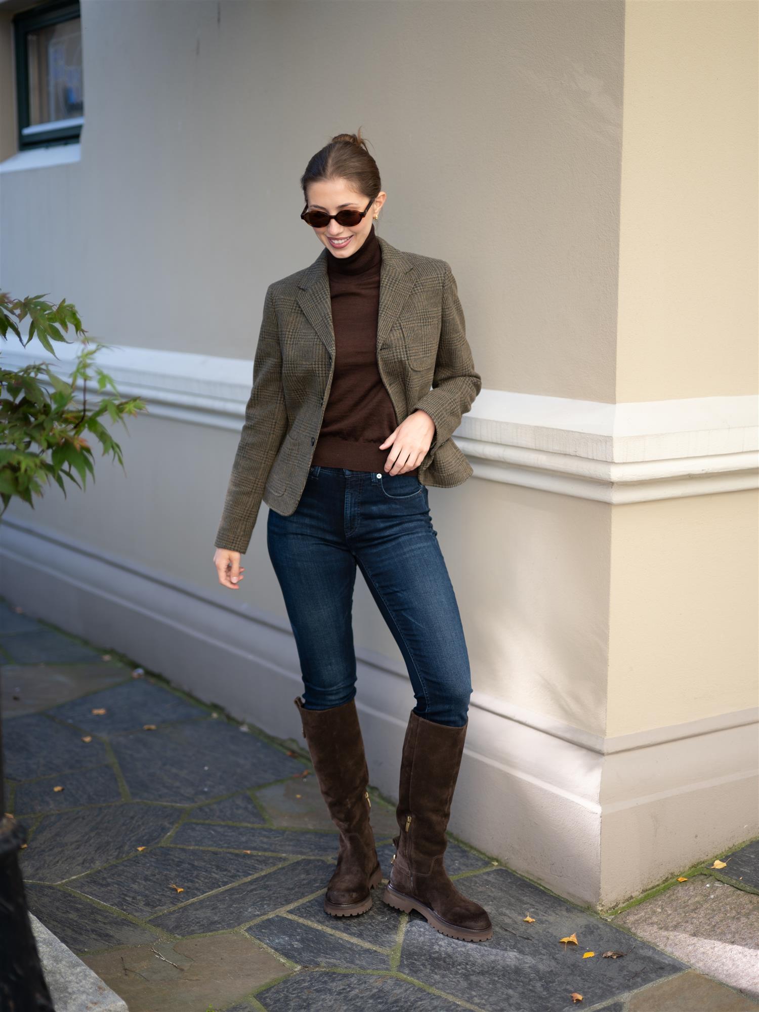 Single-Breasted Glen Check Blazer