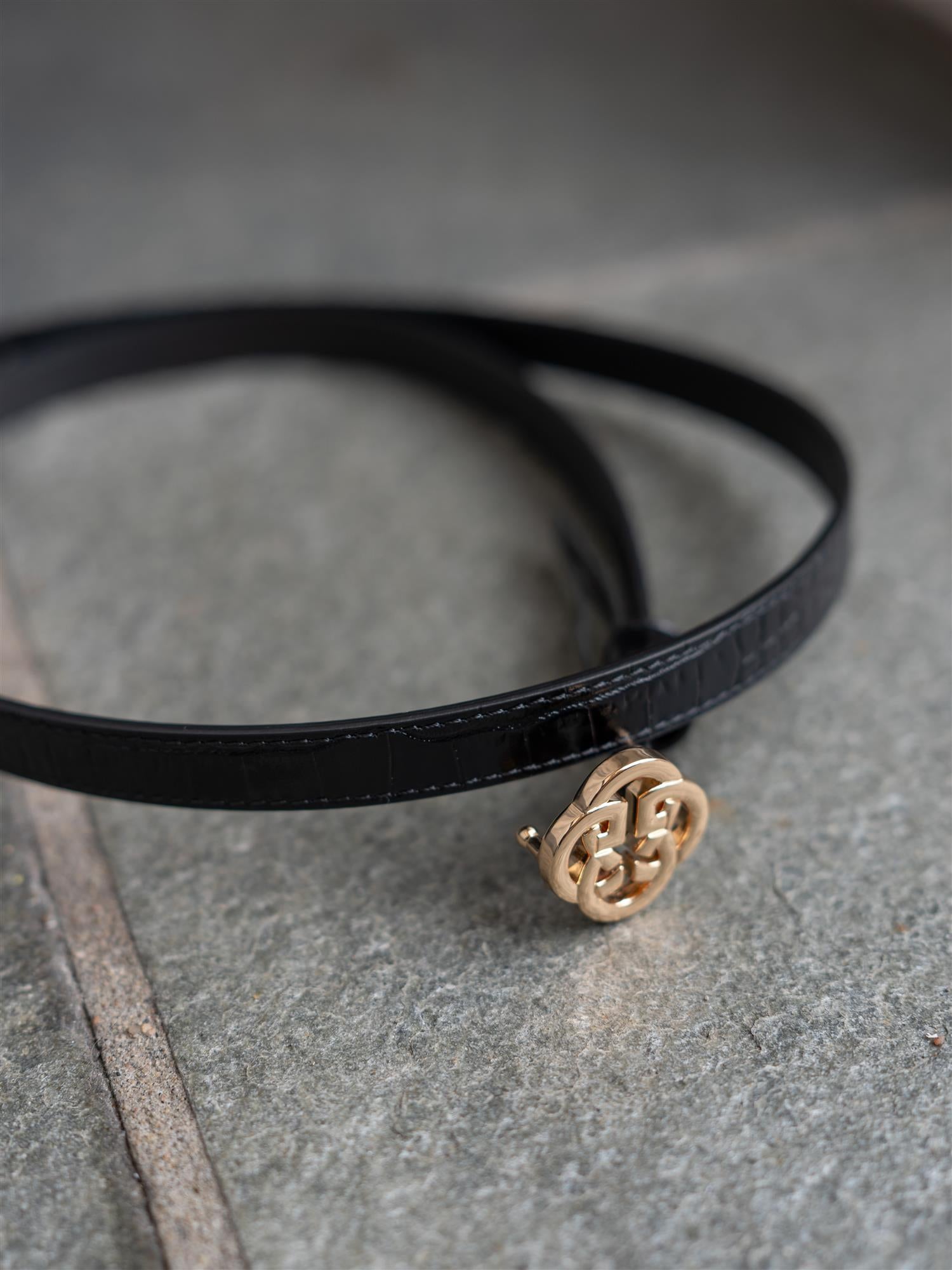 Monogram Buckle Slim Croco Belt
