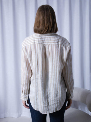 Gant Rel Striped Linen Shirt Dry Sand