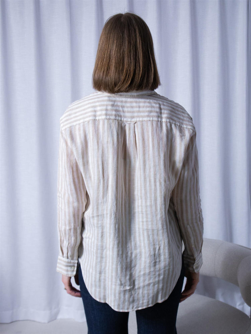 Gant Rel Striped Linen Shirt Dry Sand