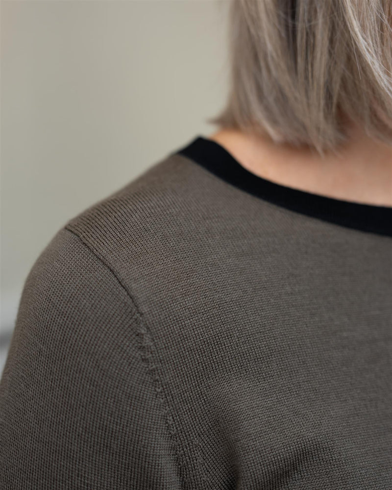 Busnel Helen Contrast Top Moss Melange/Black