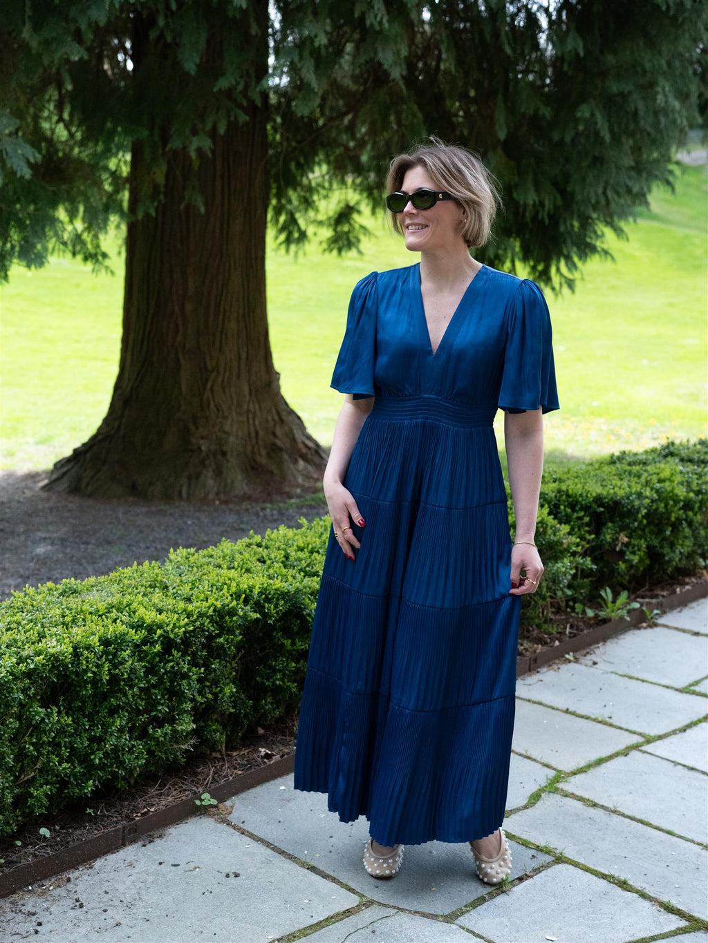 Hale Bob Angie Solid Dress Long Indigo