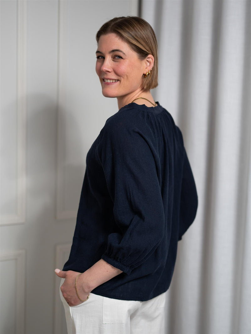 Gant Linen SS Blouse Evening Blue