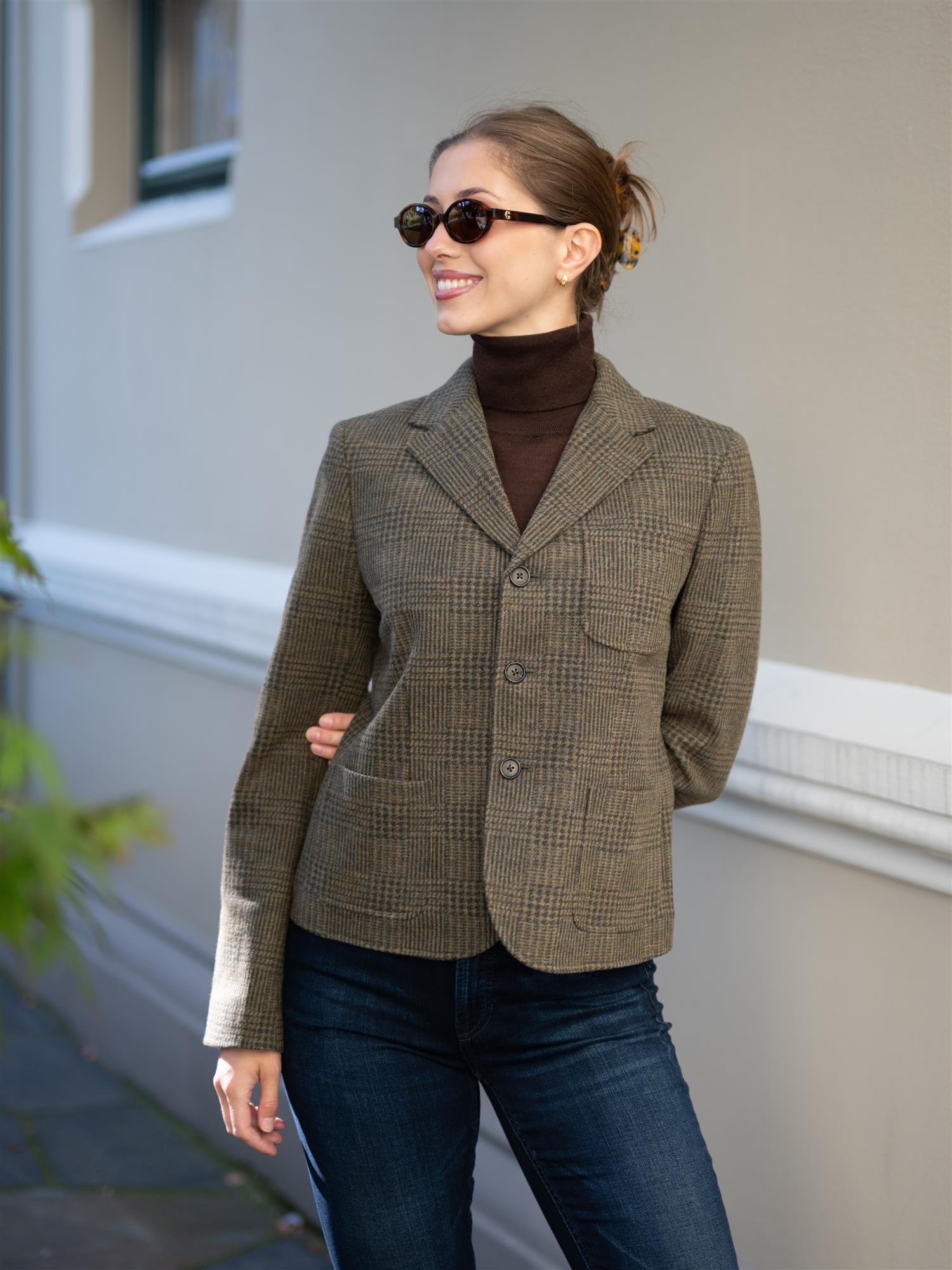 Single-Breasted Glen Check Blazer